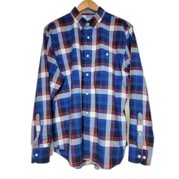 Bonobos Plaid Red White Blue Men's Long Sleeve Button Shirt - Large - Picture 1 of 5